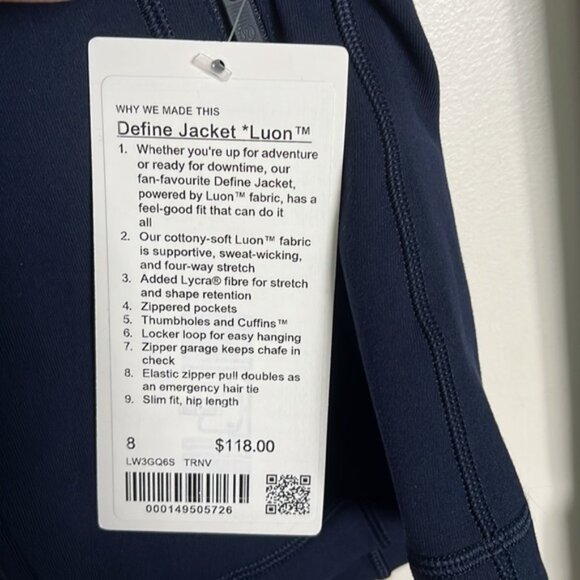 Woman’s Lululemon’s defined jacket luon navy size 8 - Picture 4 of 7